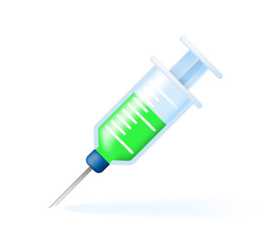 Realistic Cute Syringe with Poison Icon on White Background . Isolated Vector Illustration 