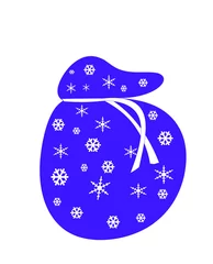 Синий Мешок Деда Мороза со снежинками © alexandrnina