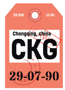 Chongqing airline tag design. Realistic looking buggage tag.