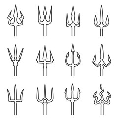Trident outline icon set
