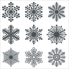 Black Snowflake Shapes Collection