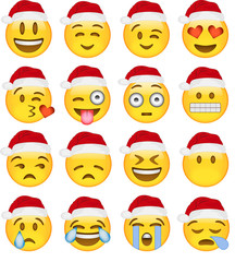 Christmas vector emoji icons set
