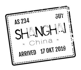 Shanghai postage stamp. Realistic looking stamp with city name.