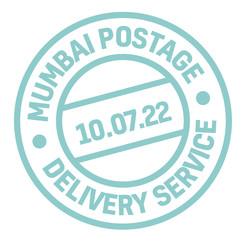 Mumbai postage stamp. Realistic looking stamp with city name.