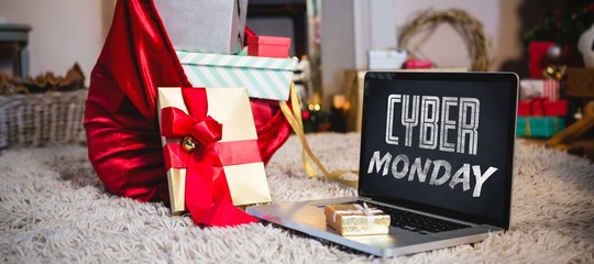 Composite image of title for celebration of cyber monday  - Powered by Adobe
