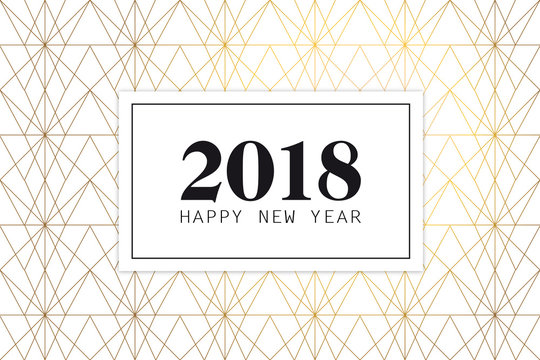 New Years 2018 Greeting card with date and Art Deco background
