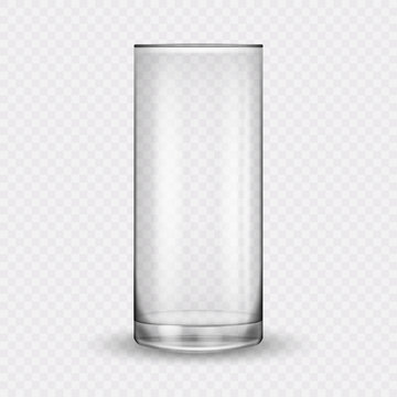 3D realistic glass cup isolated on transparent background. Vector illustration.