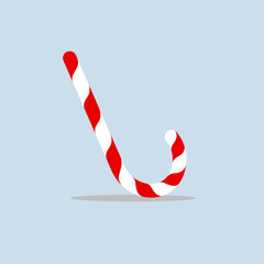 Christmas candy cane Decorative bright candy Striped sweet stick of the reed for New Year and Christmas Holiday sweet gift Flat design element decoration dessert food isolated Vintage Vector image