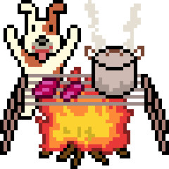 vector pixel art bon fire cocking