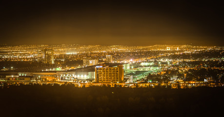 early morning sunrise over valley of fire and las vegas