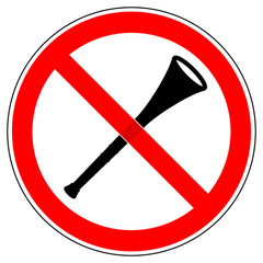 srr296 SignRoundRed - german - Verbotszeichen: Lärmbelästigung verboten / Vuvuzela / Tröte / Geräusch - english - prohibition sign / noise pollution prohibited - vuvuzelas / horn / noise - xxl g5701