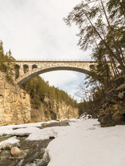The old train bridge, Jora bridge, crossing the Jora river in Dombaas, Norway
