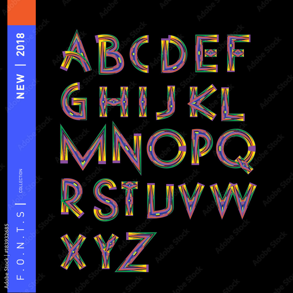 Aufkleber vector of abstract colorful font and alphabet