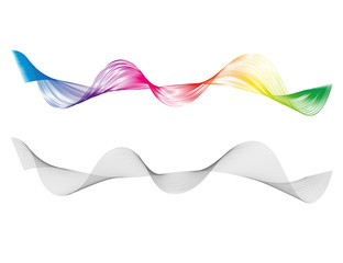 Abstract smooth curved line Design element Technological background with bright wavy colored line Stylization of digital equalizer audio Smooth flowing wavy stripes made by blend Vector graphic set