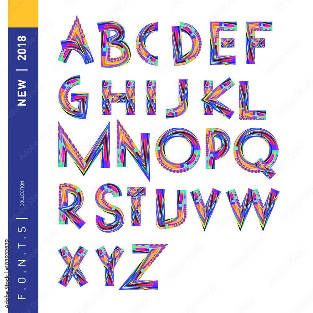 Aufkleber vector of abstract colorful font and alphabet