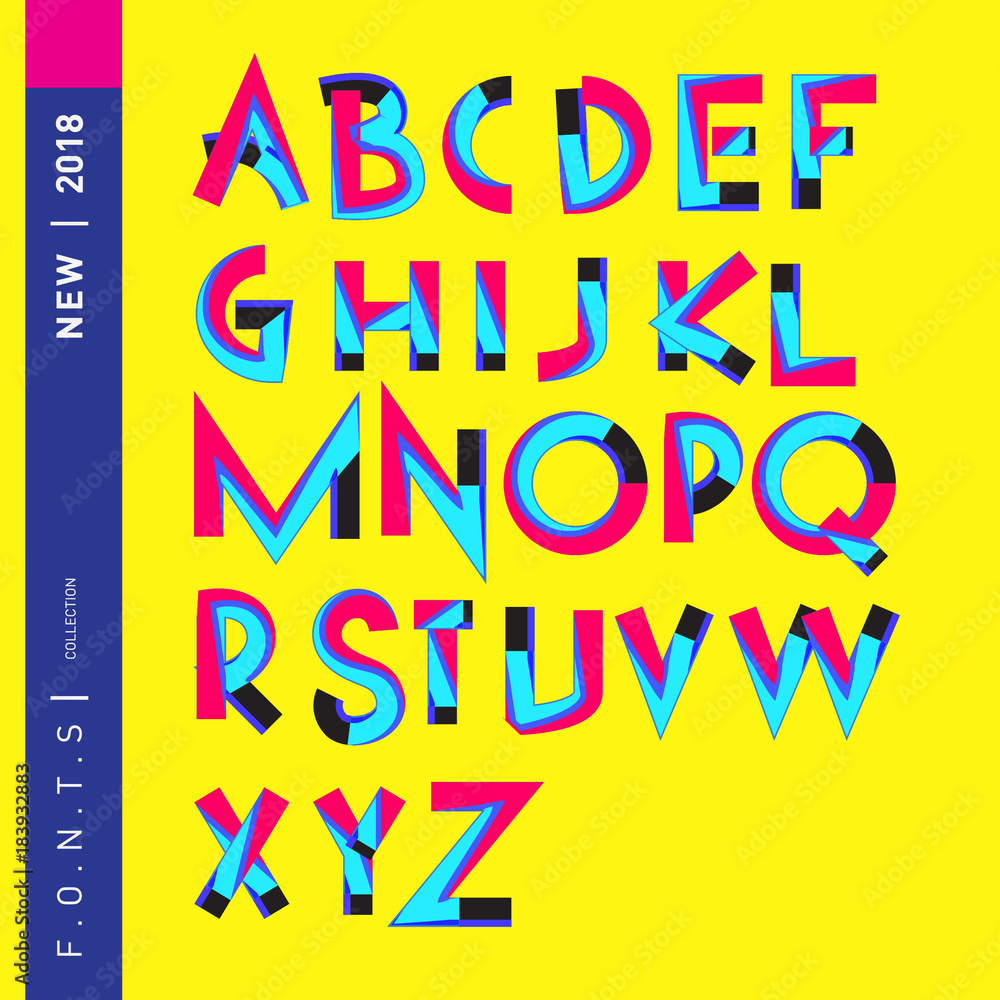 Aufkleber vector of abstract colorful font and alphabet