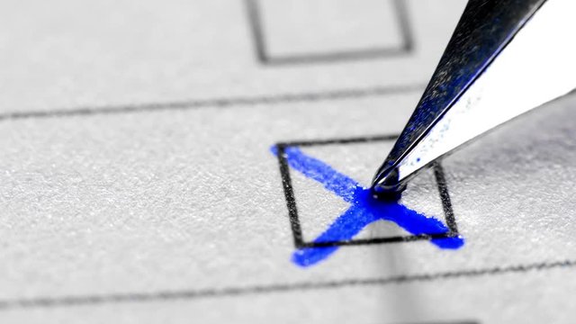 Fill in a form questionnaire. Fountain pen. Extreme close up.
