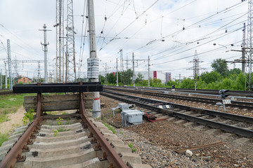 Railway impasse. The end of the railway track.