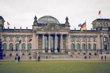 Reichstag building, seat of the German Parliament (Deutscher Bundestag), in Berlin, Germany