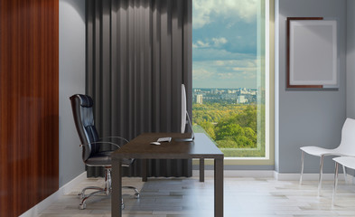 Modern office Cabinet. Meeting room. 3D rendering. Empty picture