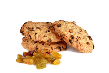 biscuits with raisins isolated on white background