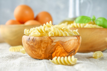 Helix- or corkscrew-shaped pasta. Rotini macaroni. Related to fusilli, but has a tighter helix,...