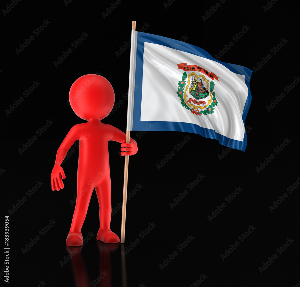 Poster man and flag of the us state of west virginia. image with clipping path