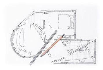 Architects drawing, private flat 