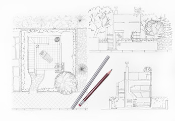 Home and garden, architects drawing