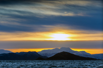 Fototapeta premium sunset in the North sea,Tromso