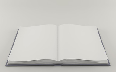 Half-fold white book for mock up and presentation design. 3d render