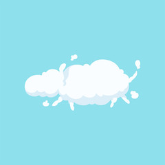Fluffy cloud in bizarre shape of behemoth. Funny cartoon hippo icon. Silhouette of African animal. Flat vector design element for fashion print, postcard or logo