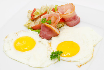bacon and eggs, closeup