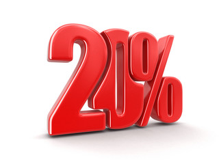 Sign 20%. Image with clipping path