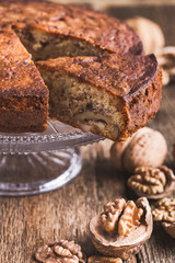 Walnut cake on cakestand