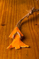 Christmas decorations hand made from tangerine peel