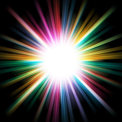 Abstract bright and colorful starburst background.