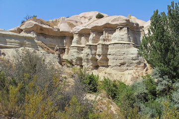 Cappadocia, Rock formation at the end of the Zemi valley between Gereme and Uchisar. Cappadocia, Turkey.