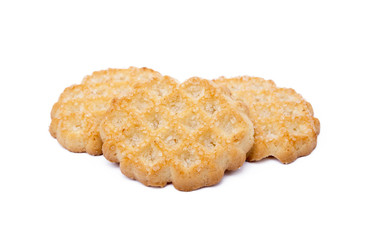 Tasty cookies biscuits isolated on white background