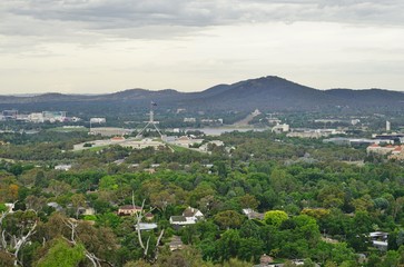 Fototapeta na wymiar Panoramic view of the city of Canberra in the Australia Capital Territory (ACT), Australia