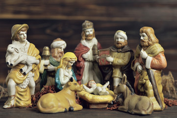 Nativity scene figurine. Christmas concept