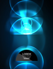 Neon glowing glass transparent circles, background