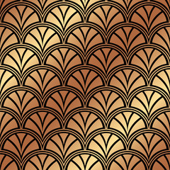 Seamless art-deco ornamental pattern with golden gradient. Template for design. Vector illustration