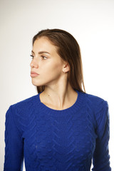 girl in blue sweater