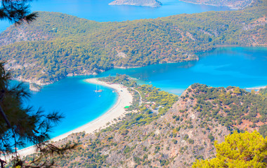 Obraz premium Oludeniz lagoon in sea landscape view of beach, Turkey