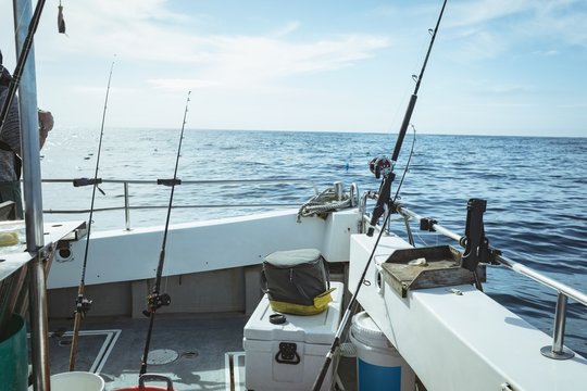 Fishing rod leaning on deck