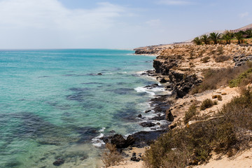 Fototapeta na wymiar Rocky coast near from Costa Calma, Fuerteventura, Canary Islands.