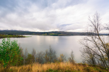 Beautiful mountain and water landscape, Lofoten, Northern Norway
