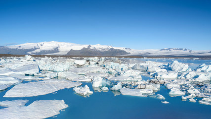 view of icebergs in glacier lagoon, Iceland