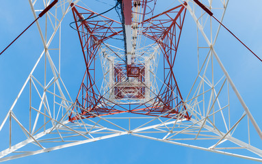 structure of tower communication on blue sky